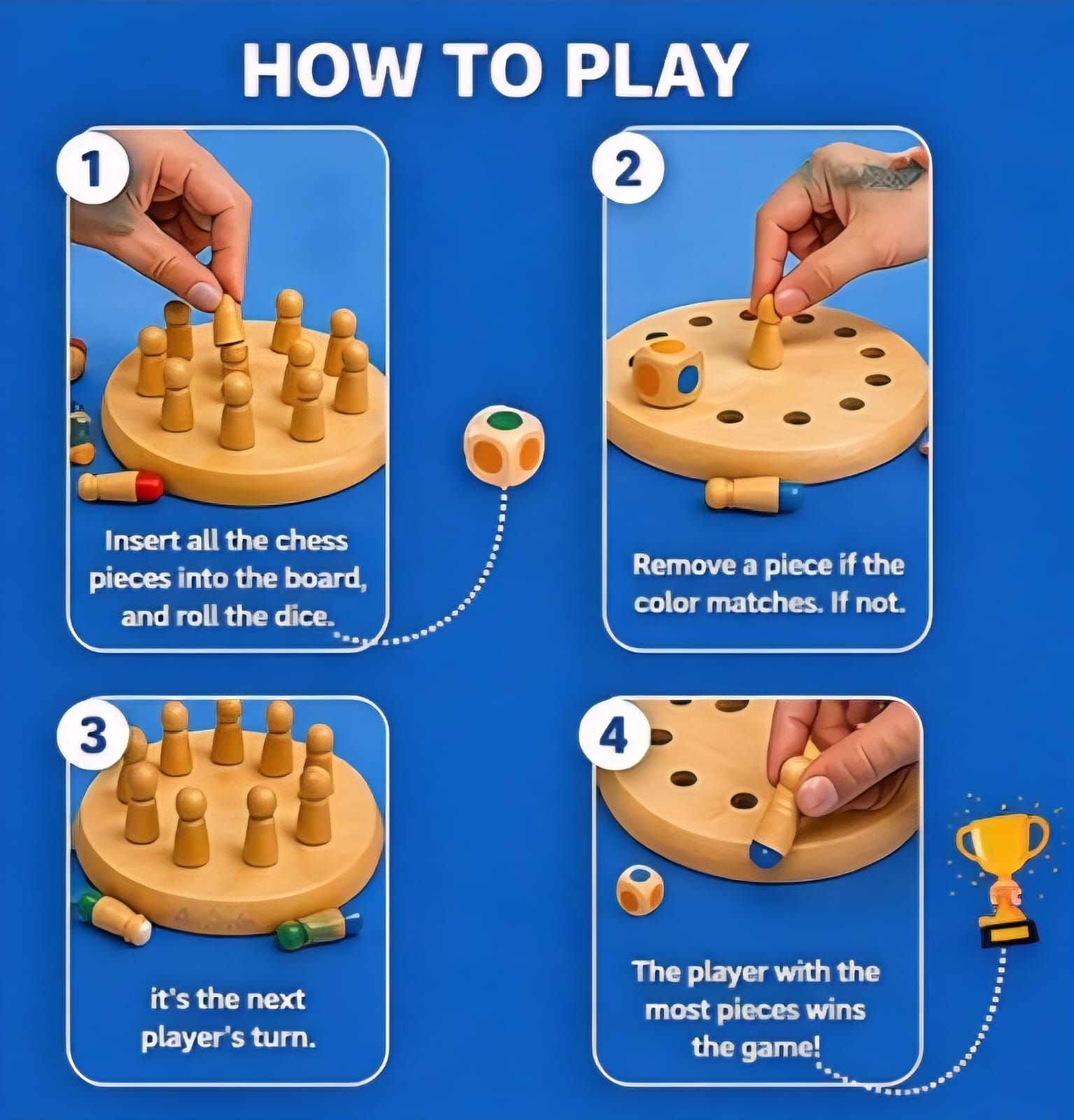 kidstreak,Wooden Color Memory Chess Game for Kids Age 3+ | Wooden Memory Match Stick Chess Board Game | Brain Puzzle Toy for Boys, Girls & Adults | Montessori Learning & Family Game