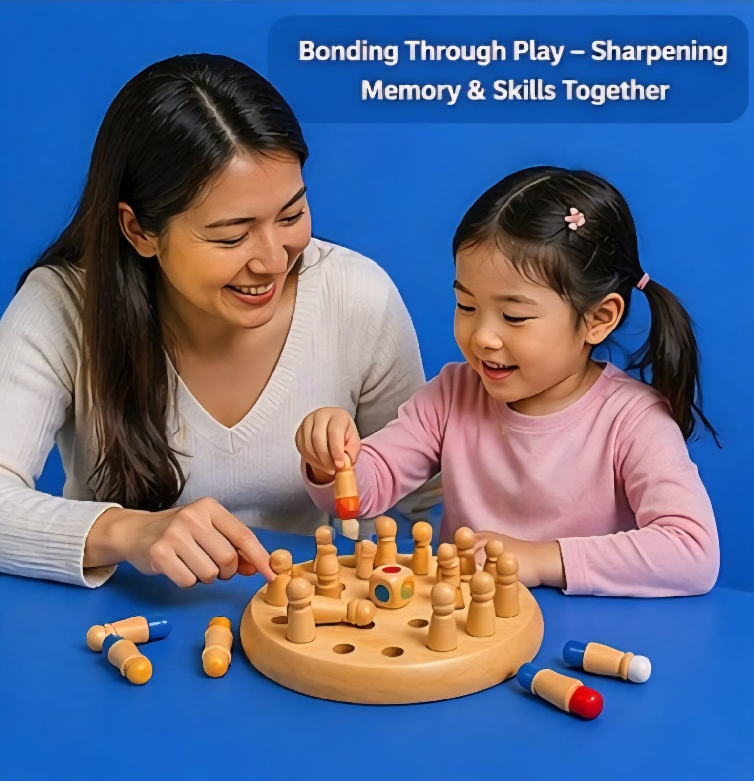 kidstreak,Wooden Color Memory Chess Game for Kids Age 3+ | Wooden Memory Match Stick Chess Board Game | Brain Puzzle Toy for Boys, Girls & Adults | Montessori Learning & Family Game