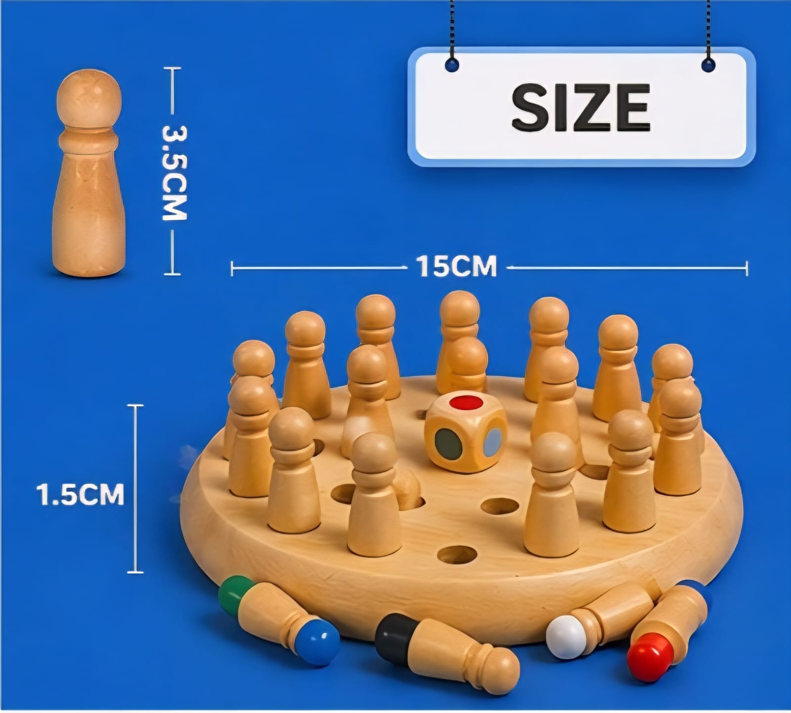 kidstreak,Wooden Color Memory Chess Game for Kids Age 3+ | Wooden Memory Match Stick Chess Board Game | Brain Puzzle Toy for Boys, Girls & Adults | Montessori Learning & Family Game
