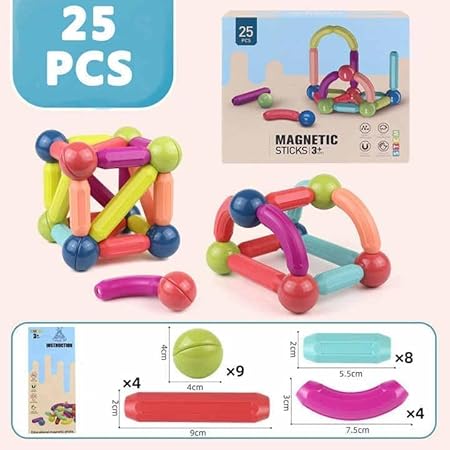 kidstreak,Magnetic Sticks Building Blocks For Kids Toys For Girls|Magnetic Toys For Boys Age 3+ Year 4-14 Old Educational Stem Learning Magnet Stick With Balls Game Set