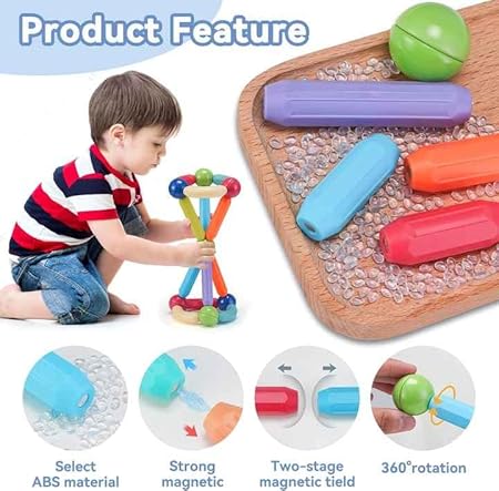 kidstreak,Magnetic Sticks Building Blocks For Kids Toys For Girls|Magnetic Toys For Boys Age 3+ Year 4-14 Old Educational Stem Learning Magnet Stick With Balls Game Set