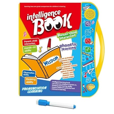 kidstreak,Interactive Sound Book for Kids with Marker (Ages 2–7) Learn Alphabets, Numbers, Shapes & Phonics Educational Talking Book with Music & Touch Features Multicolor Learning Toy for Toddlers