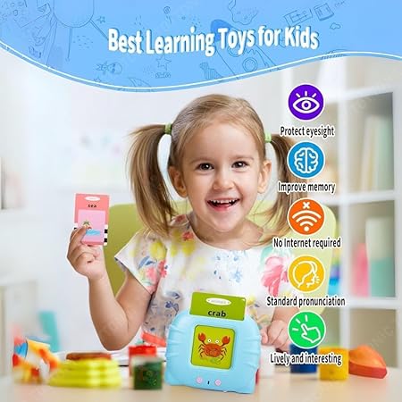 Kidstreak ™ Talking Flash Cards Toy for Kids | 224-Word Learning Device for Toddlers | Montessori Learning Toys for Boys & Girls Ages 2-6 | Preschool Game & Birthday Present