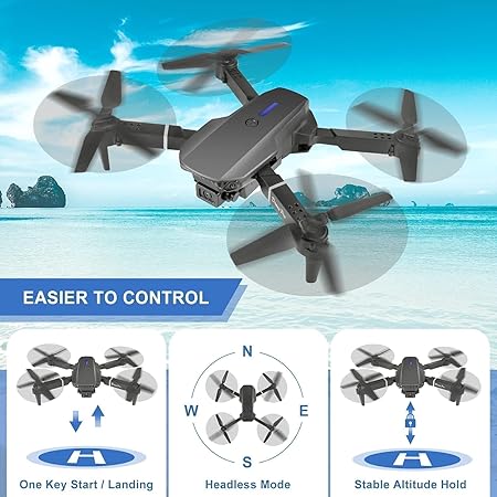 kidstreak,Drone with 4k Camera Foldable 1080P HD Drone with FPV Live Video, Smart Gestures Selfie, Altitude Hold, One Key Take Off/Landing, 3D Flips for Kids and Adults.