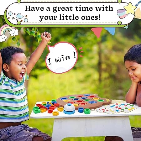 kidstreak,Geometric Shape and Color Matching Puzzle Board Game with Bell for Kids 3+ Years | Sensory Educational, Fun and Learning Toy for Children | Ideal for Gifting, Multicolor