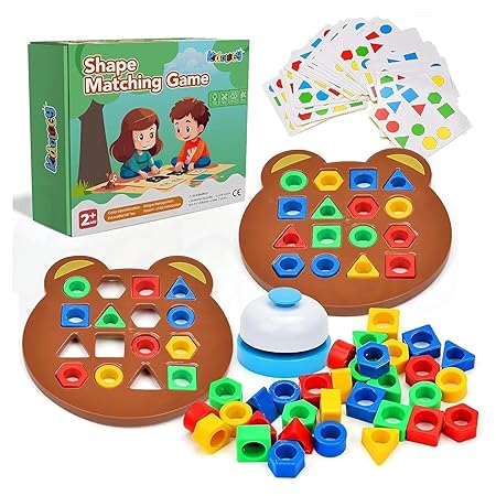 kidstreak,Geometric Shape and Color Matching Puzzle Board Game with Bell for Kids 3+ Years | Sensory Educational, Fun and Learning Toy for Children | Ideal for Gifting, Multicolor