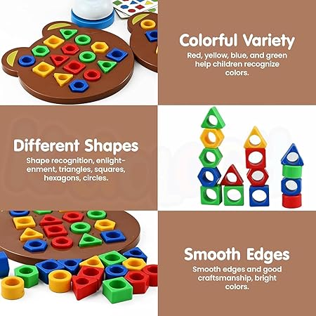 kidstreak,Geometric Shape and Color Matching Puzzle Board Game with Bell for Kids 3+ Years | Sensory Educational, Fun and Learning Toy for Children | Ideal for Gifting, Multicolor