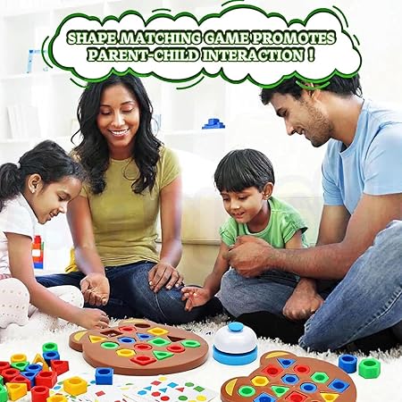 kidstreak,Geometric Shape and Color Matching Puzzle Board Game with Bell for Kids 3+ Years | Sensory Educational, Fun and Learning Toy for Children | Ideal for Gifting, Multicolor