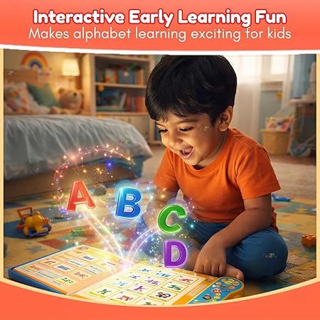 kidstreak,Interactive Sound Book for Kids with Marker (Ages 2–7) Learn Alphabets, Numbers, Shapes & Phonics Educational Talking Book with Music & Touch Features Multicolor Learning Toy for Toddlers