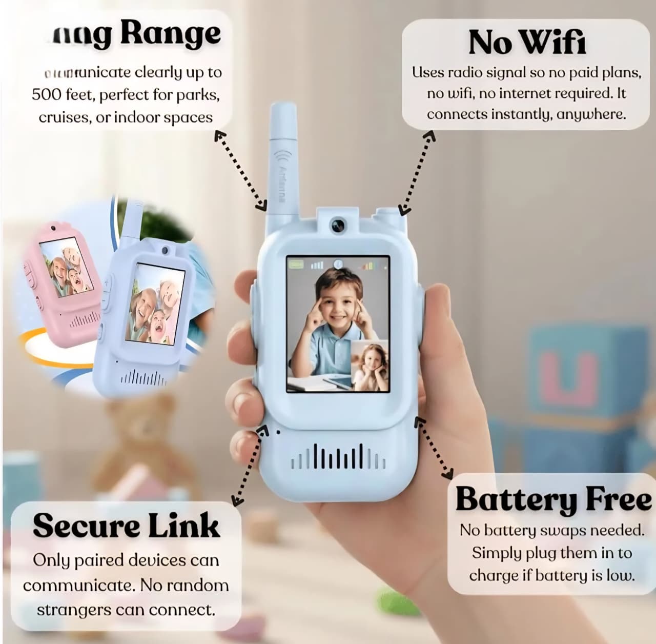 kidstreak,Video Walkie-talkies With Live Video & Audio 2 Units Video Game Bluetooth