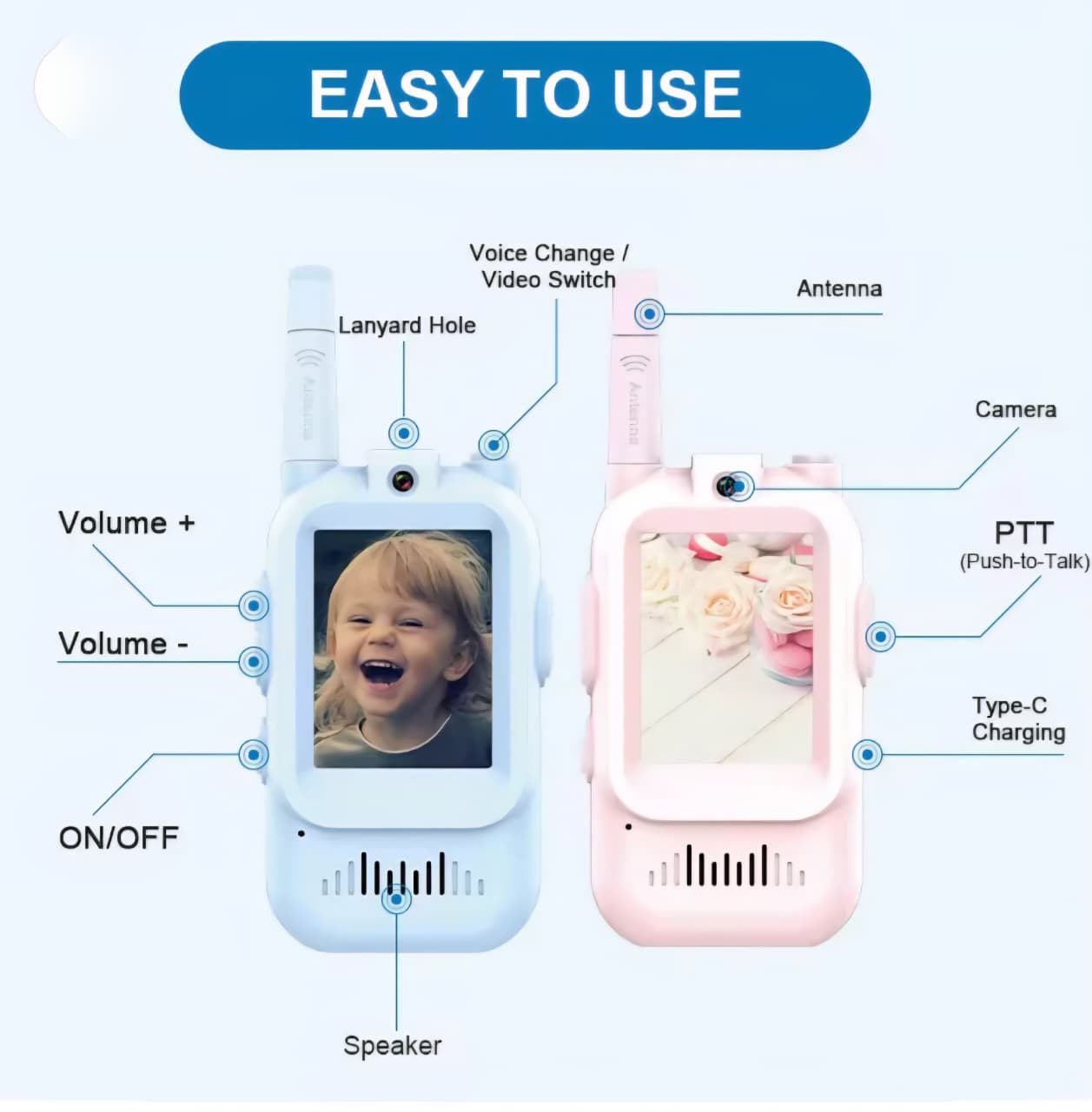 kidstreak,Video Walkie-talkies With Live Video & Audio 2 Units Video Game Bluetooth